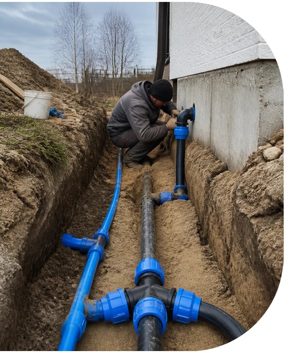 Монтаж наружного водопровода на участке под ключ в Чапаевске
